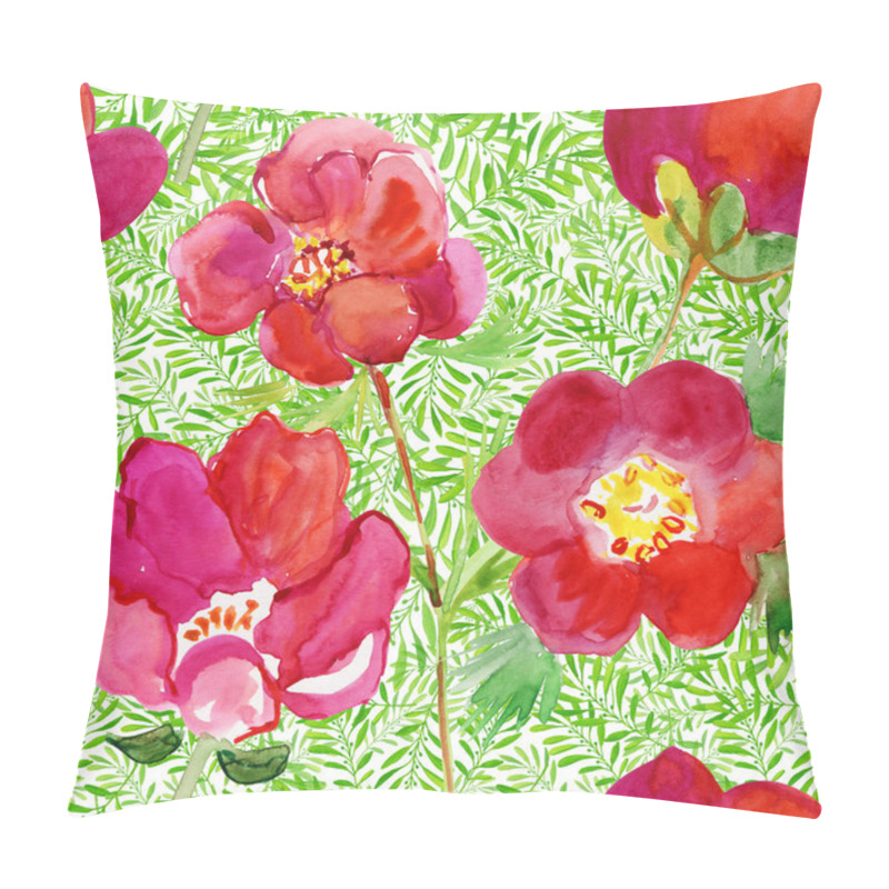 Personality  Wallpaper With Stylized Red Flowers Pillow Covers