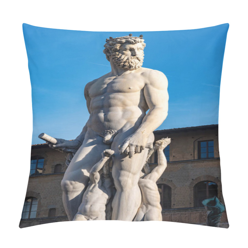 Personality  Detail Of The Statue Of Neptune, Roman God, Fountain (Bartolomeo Ammannati 1560-1565) In Florence, Italy, Europe Pillow Covers