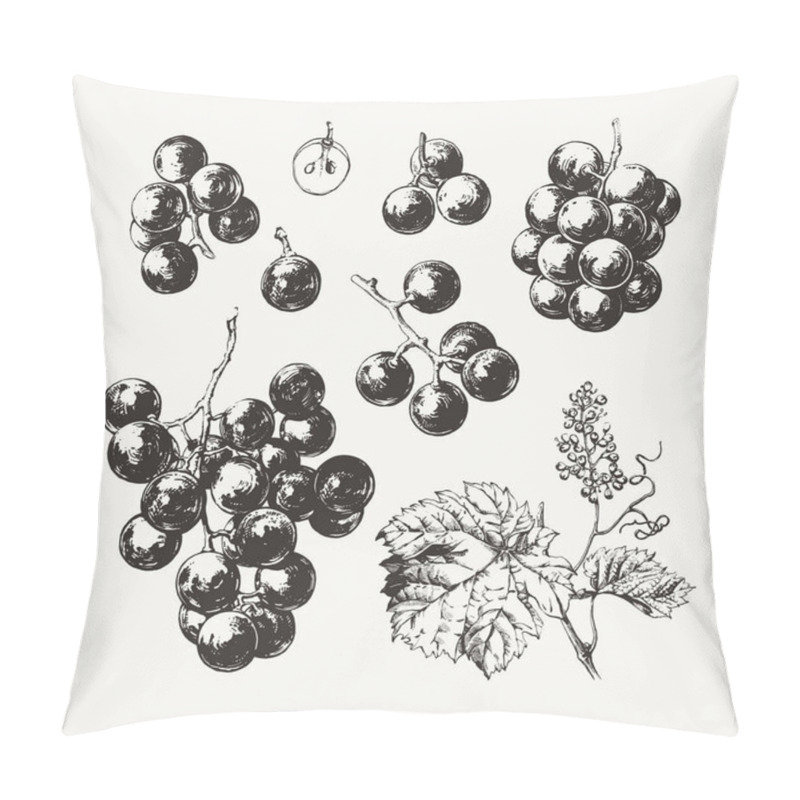 Personality  Ink Drawn Grape Pillow Covers