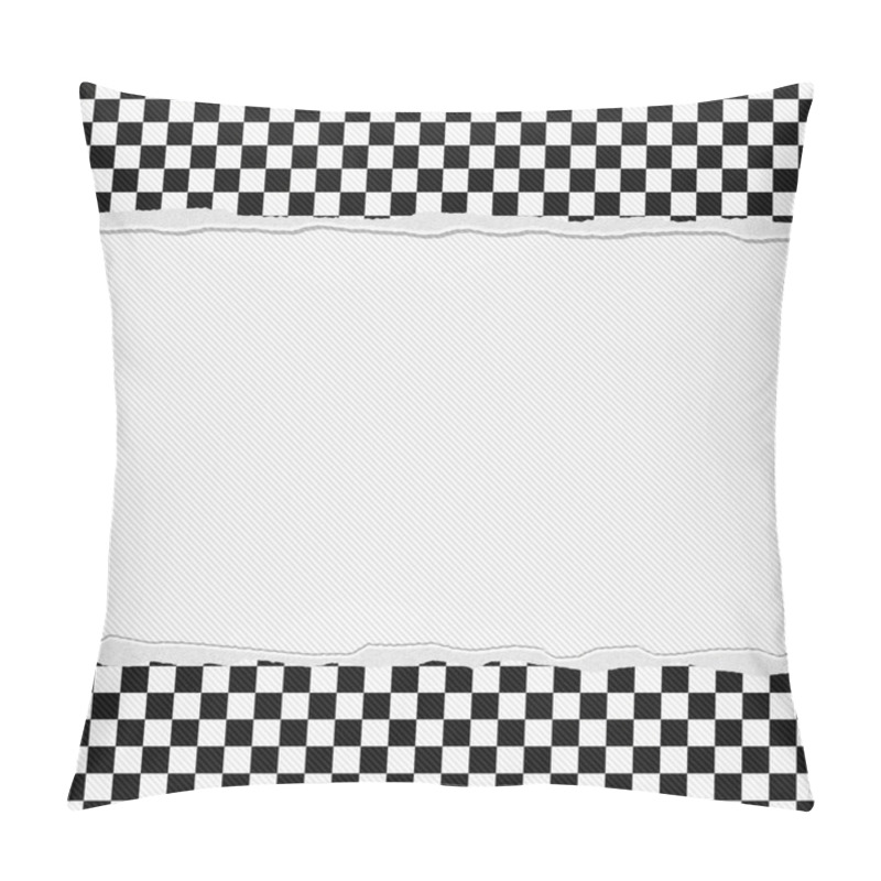 Personality  Black And White Checkered Frame With Torn Background Pillow Covers