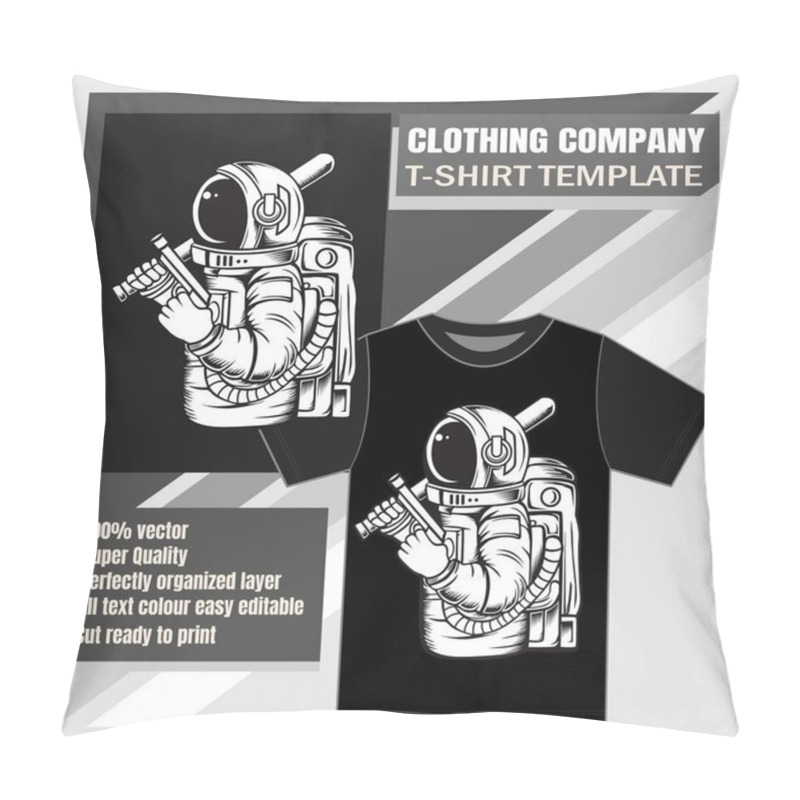 Personality  Mock Up Clothing Company, T-shirt Template,astronaut Vector Illustration Pillow Covers