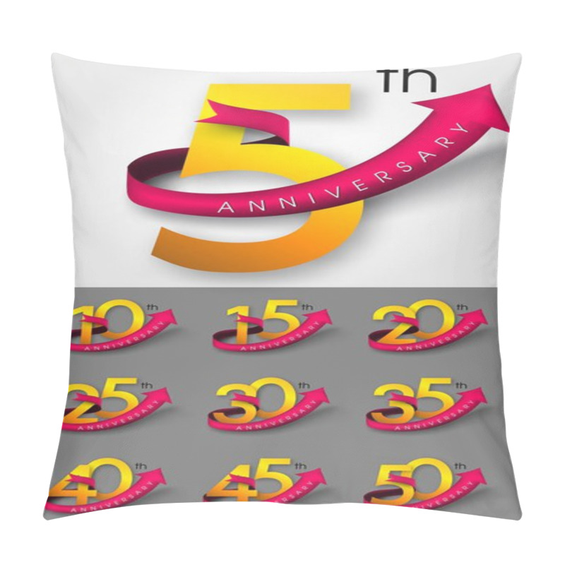 Personality  Set Of Anniversary Emblems , Anniversary Template Design For Web Pillow Covers