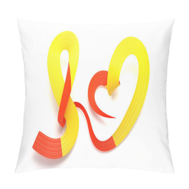 Personality  3d Flag Of Bhutan Heart Shape Shiny Wavy Awareness Ribbon Flag On White Background 3d Illustration Pillow Covers