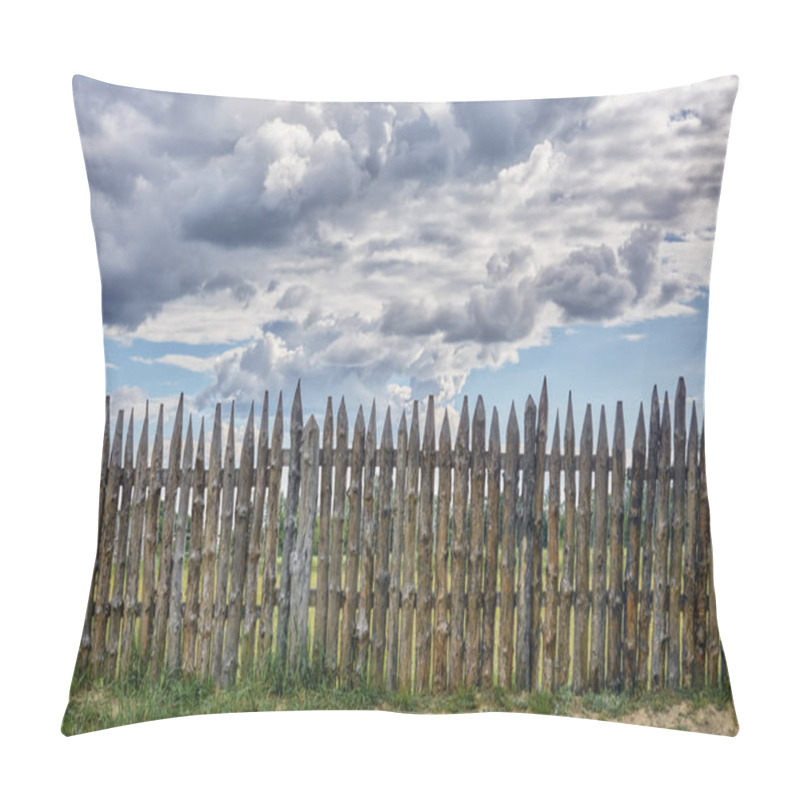 Personality  A Wooden Palisade And Sky With Clouds Over It. Pillow Covers