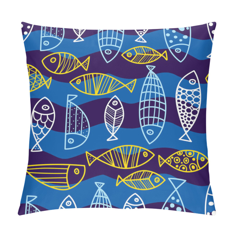 Personality  Cute Fish.  Gold Background. Seamless Pattern. Can Be Used In Textile Industry, Paper, Background, Scrapbooking. Pillow Covers