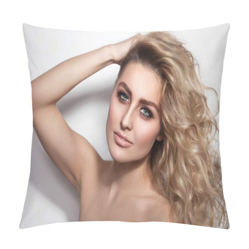 Personality  Sexy Woman With Long Curly Hair Pillow Covers