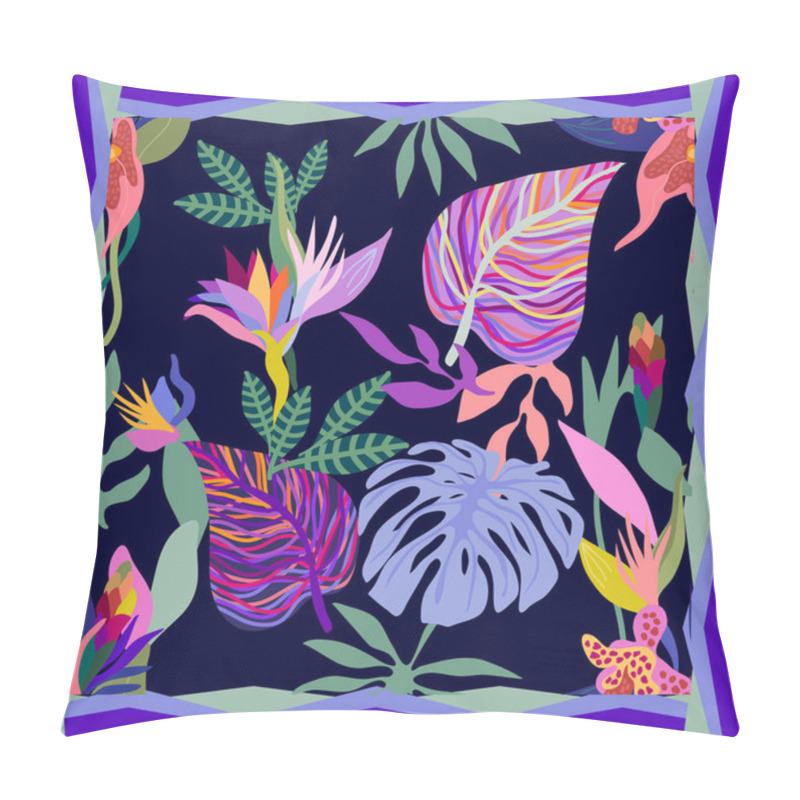 Personality  Print With Palm Leaves And Blooming Orchids. Pillow Covers