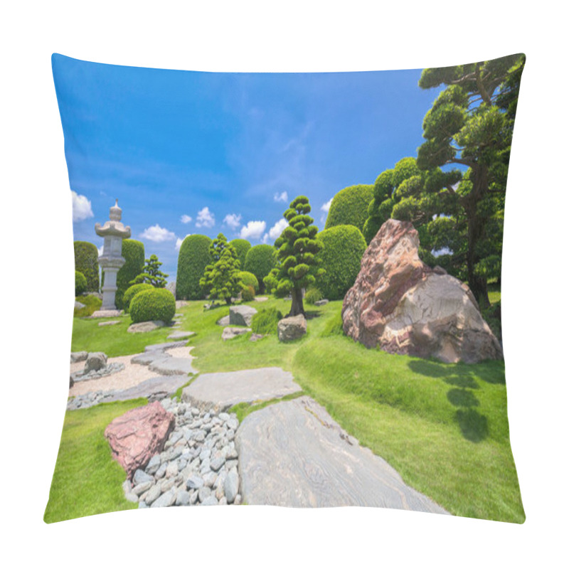 Personality  Beautiful Garden In The Ecotourism Is Designed In Harmony Pillow Covers