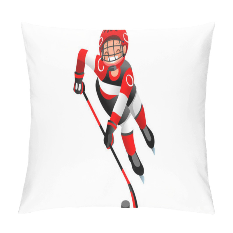 Personality  Isolated Hockey Vector Boy Player Pillow Covers