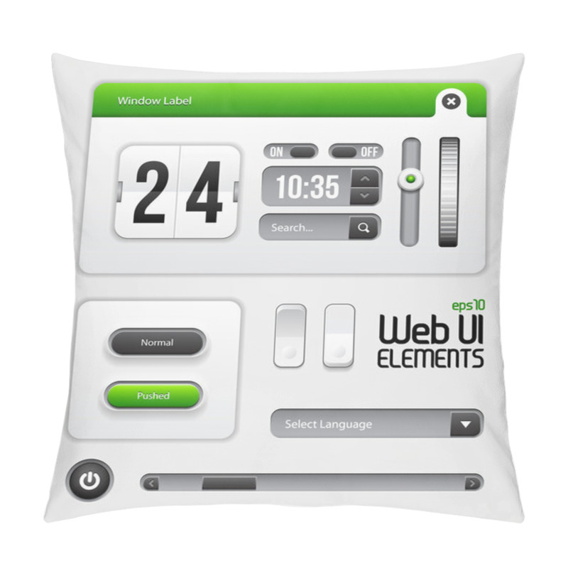 Personality  Web UI Elements Design Gray Green: Part 5 Pillow Covers