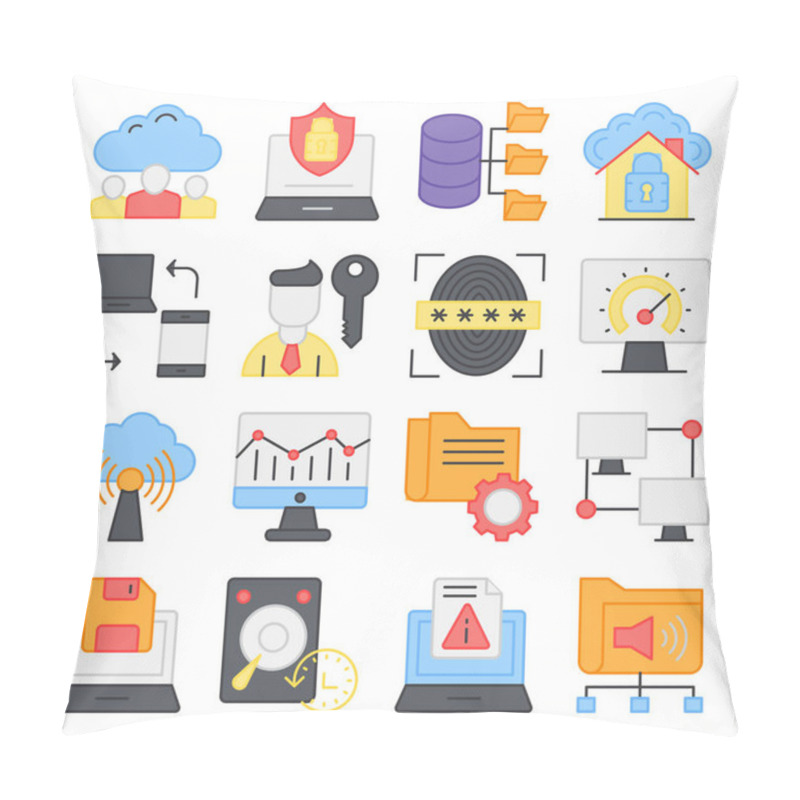 Personality  Pack Of Computer And Network Flat Icons  Pillow Covers