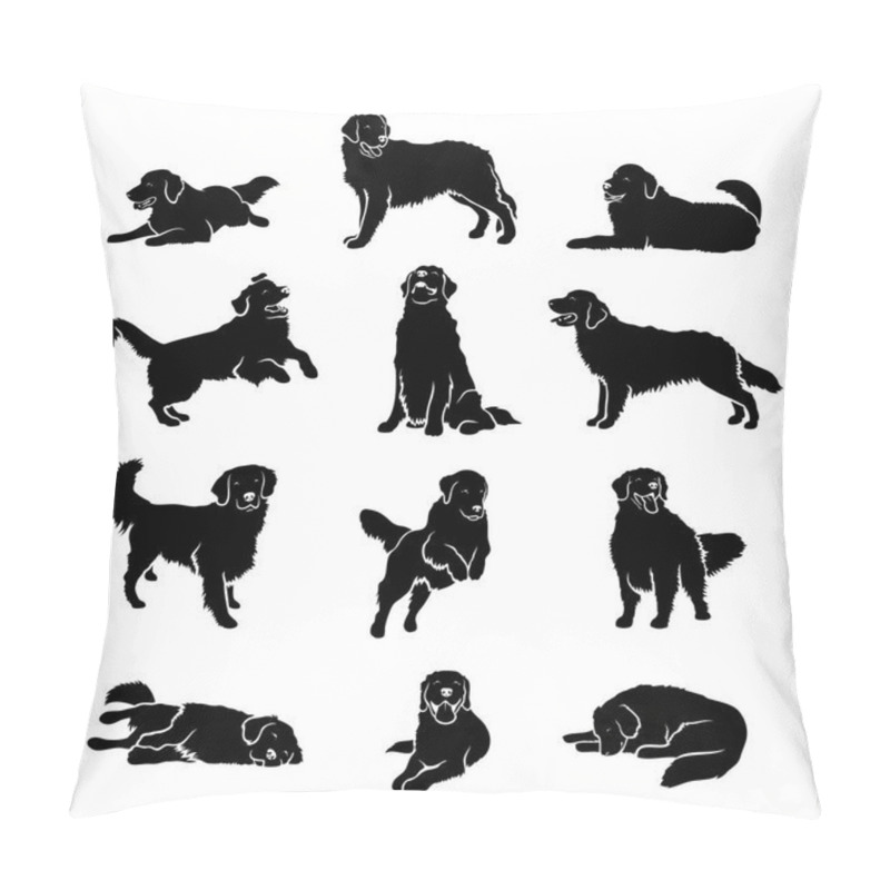 Personality  Set Of Golden Retriever Illustrations On White Background Pillow Covers