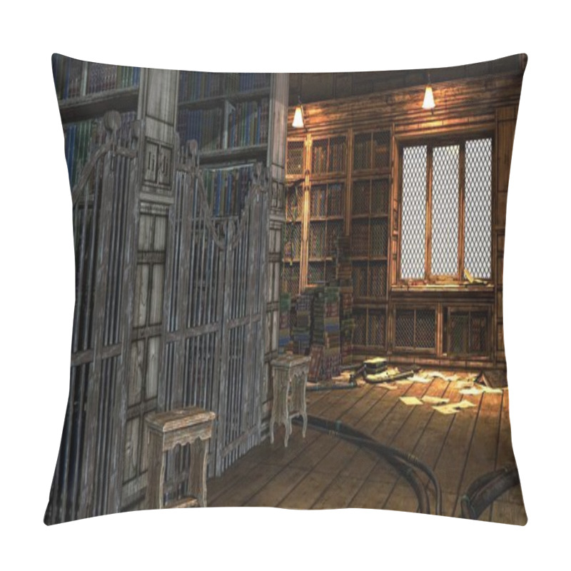 Personality  Academy Building Library Fantasy Architecture, 3D Illustration, 3D Rendering Pillow Covers