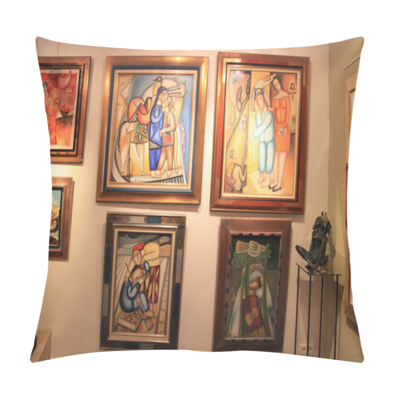 Personality  Contemporary Paintings At Art Gallery In Saint Paul De Vence Pillow Covers