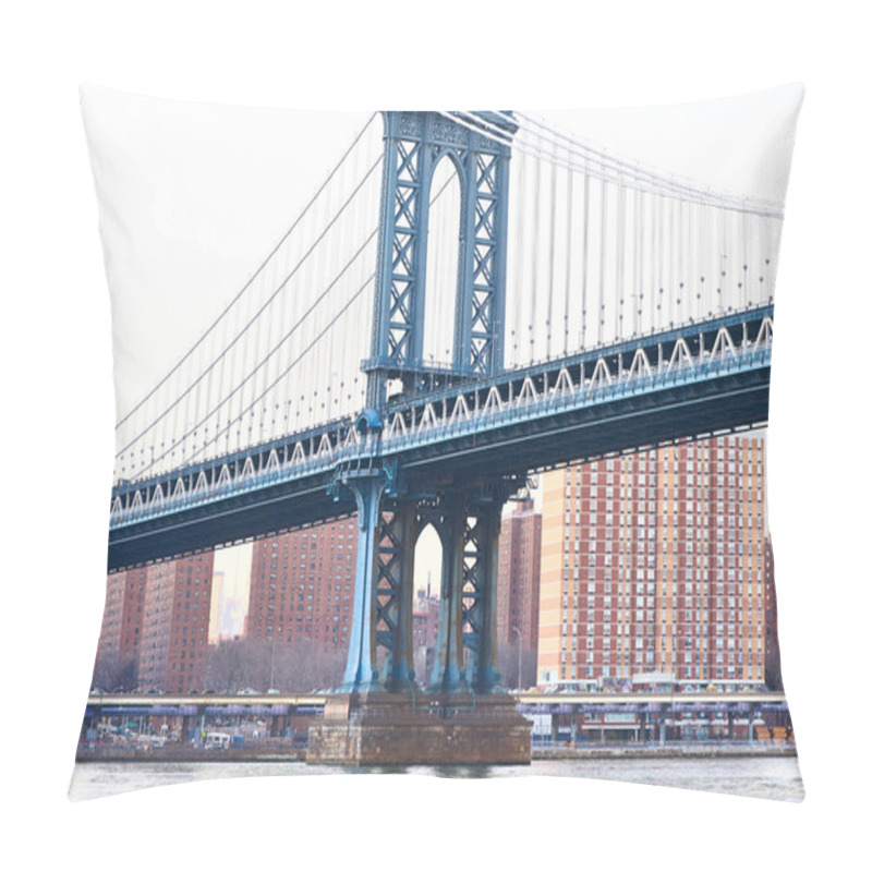 Personality  Manhattan Bridge And Skyline View From Brooklyn At Sunset Pillow Covers