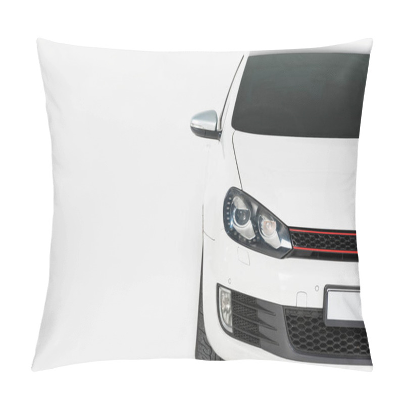 Personality  Cropped Image Of One New White Automobile On White Pillow Covers