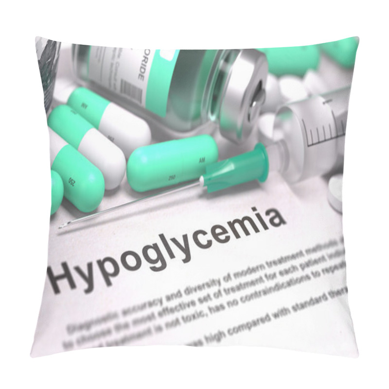 Personality  Diagnosis - Hypoglycemia. Medical Concept With Blurred Background Pillow Covers