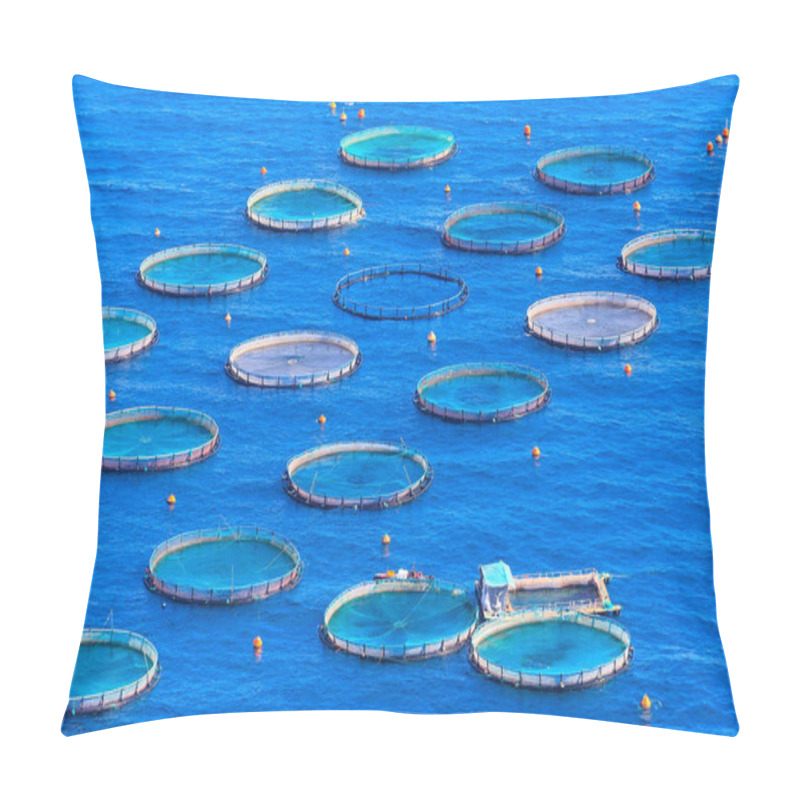 Personality  Fish Farm With Floating Cages In Greece Pillow Covers