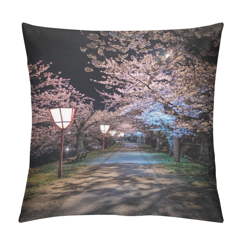 Personality  Cherry Blossom At Night In Empty Street Pillow Covers