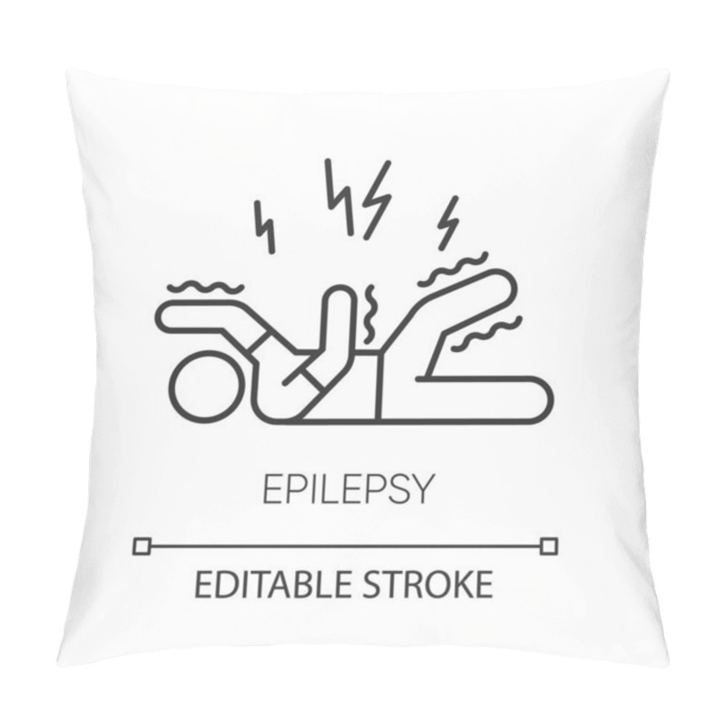 Personality  Epilepsy Linear Icon. Convulsive Seizure. Shaking And Tremor. Epileptic Stroke. Mental Disorder. Thin Line Illustration. Contour Symbol. Vector Isolated Outline Drawing. Editable Stroke Pillow Covers