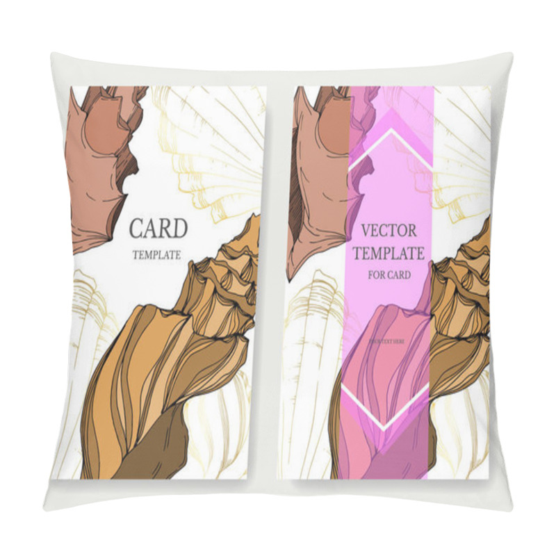 Personality  Vector Summer Beach Seashell. Black And White Engraved Ink Art.  Pillow Covers