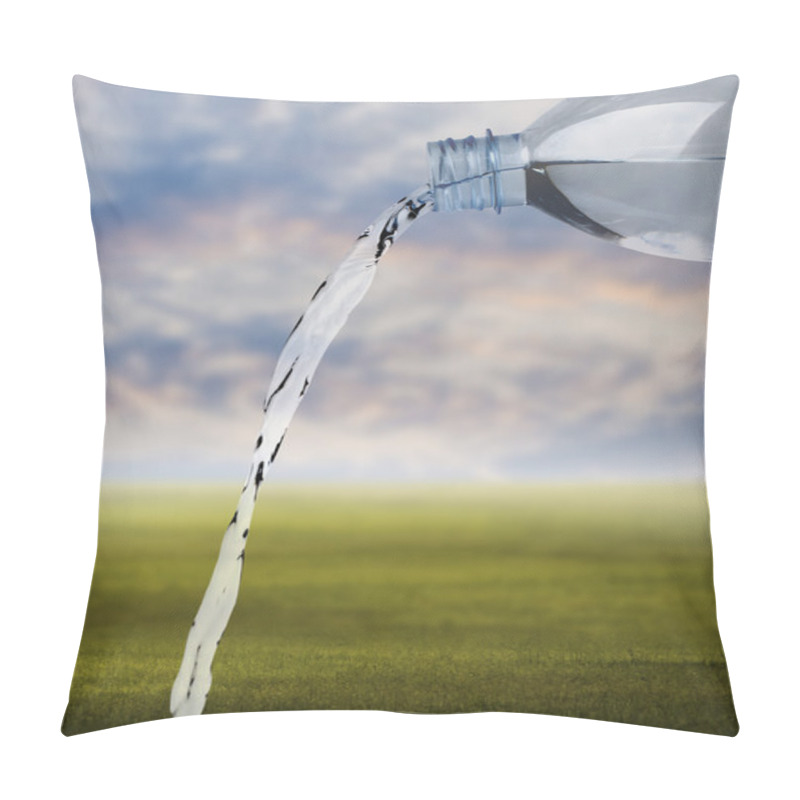 Personality  Pouring Water Against The Nature Background, Freshness Concept Pillow Covers