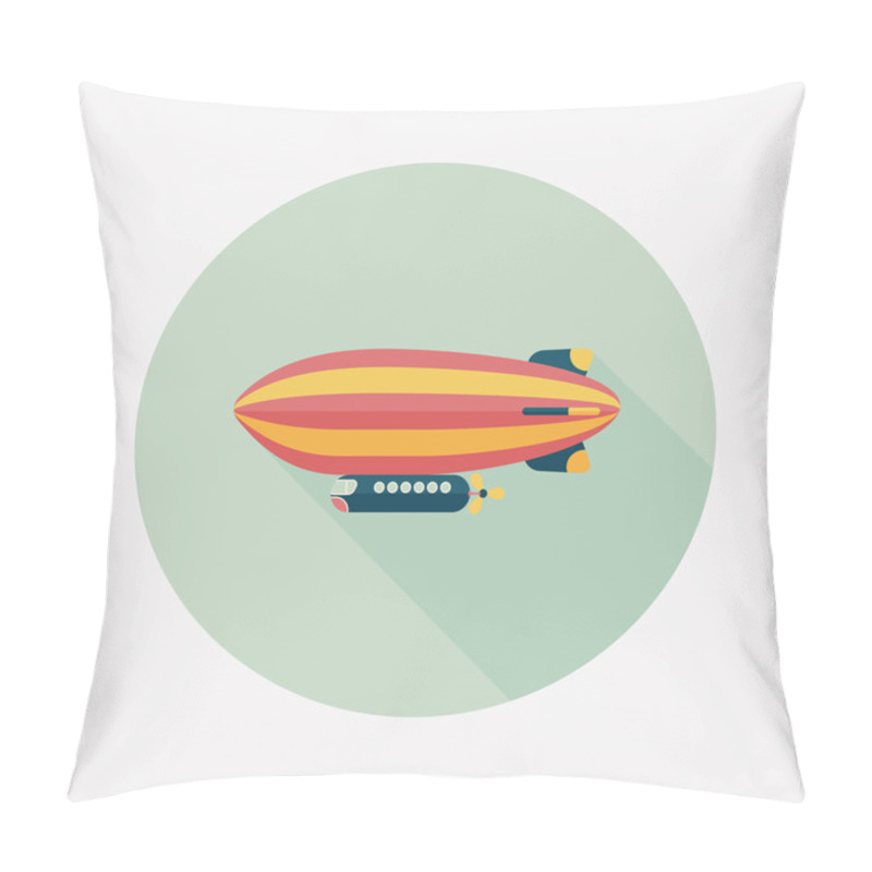 Personality  Airship Flat Icon With Long Shadow Pillow Covers