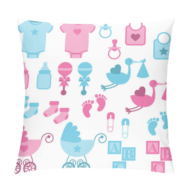 Personality  Vector Set Of Boy And Girl Themed Baby Images Pillow Covers