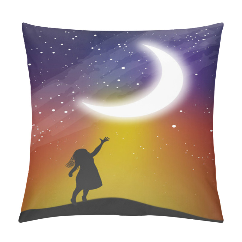 Personality  The Girl Touching The Moon On The Sky Pillow Covers