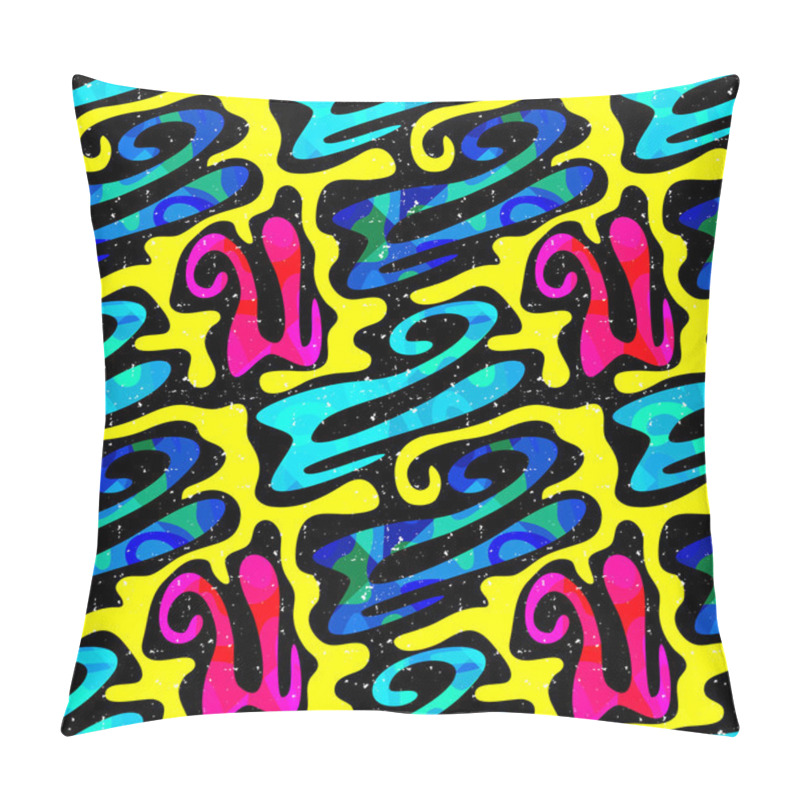 Personality  Objects Abstract Graffiti On A Black Background Seamless Pattern Pillow Covers