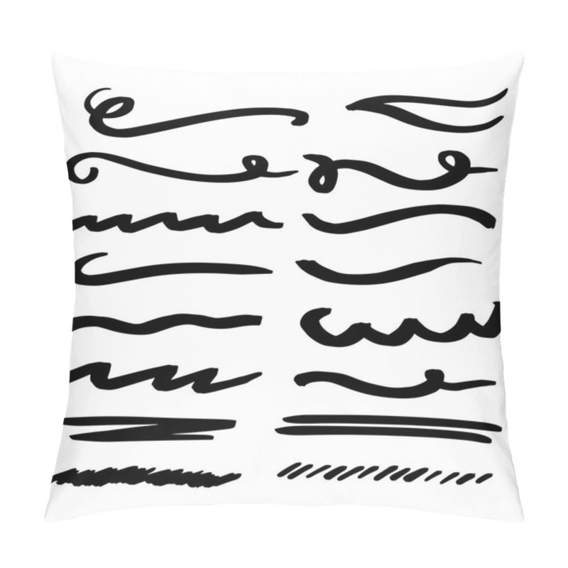 Personality  Handmade Collection Set Of Underline Strokes In Marker Brush Doodle Style Various Shapes Pillow Covers