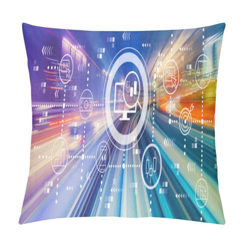 Personality  Stock Trading Concept With High Speed Motion Blur Pillow Covers