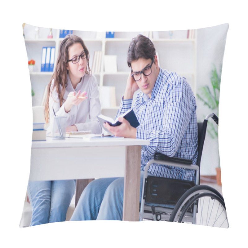 Personality  Disabled Student Studying And Preparing For College Exams Pillow Covers