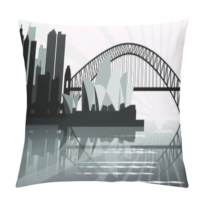 Personality  Illustration Of The Sydney Skyline - Harbor Bridge, Buildings, Sydney Opera House Pillow Covers