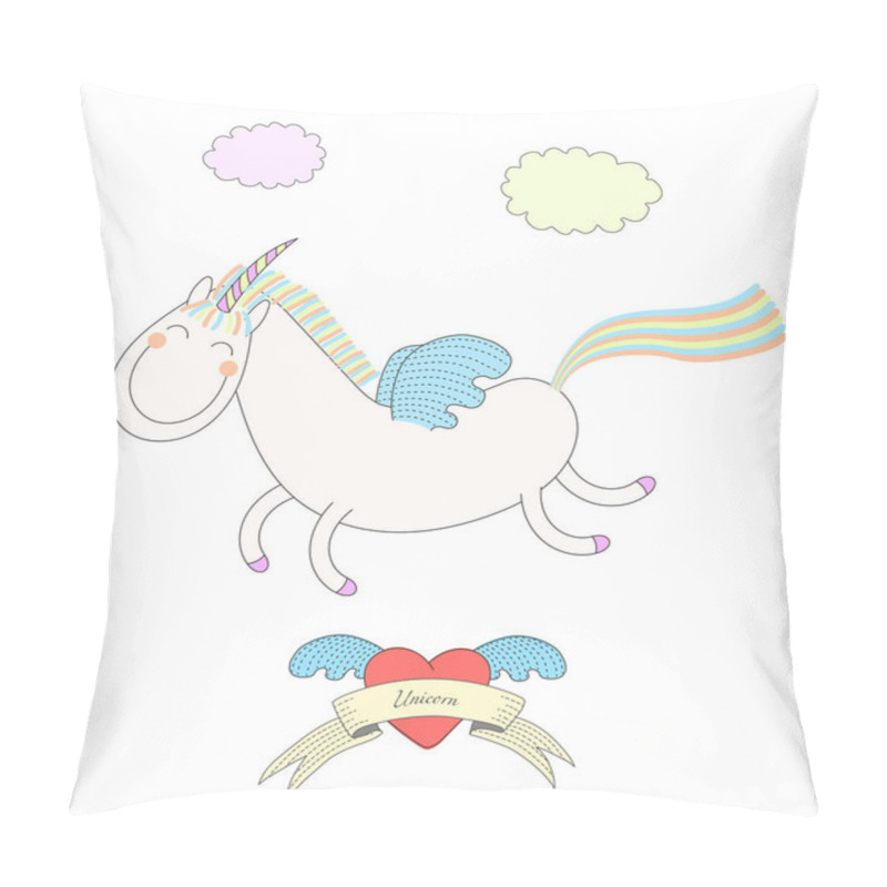 Personality  Cute Flying Unicorn Illustration Pillow Covers