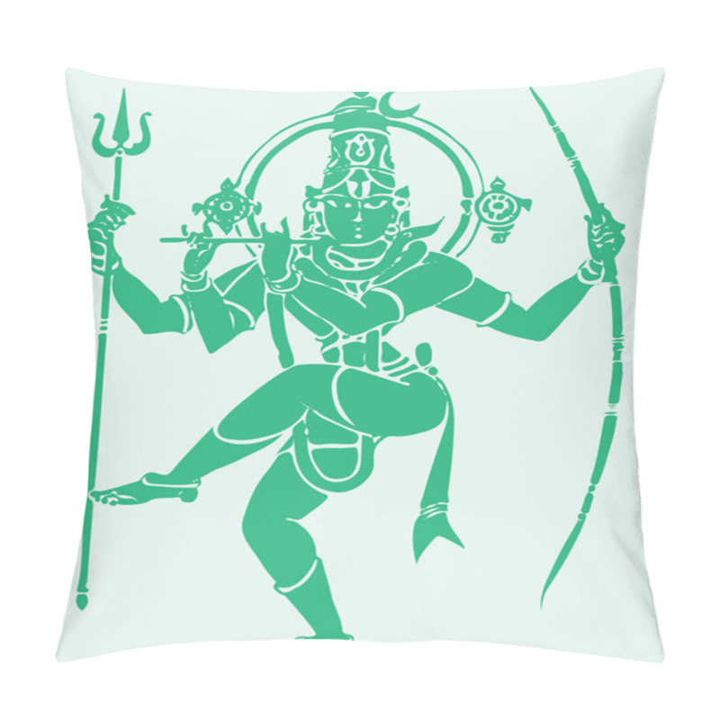 Personality  A Drawing Or Sketch Of Lord Shiva And Parvati Editable Outline Illustration Pillow Covers