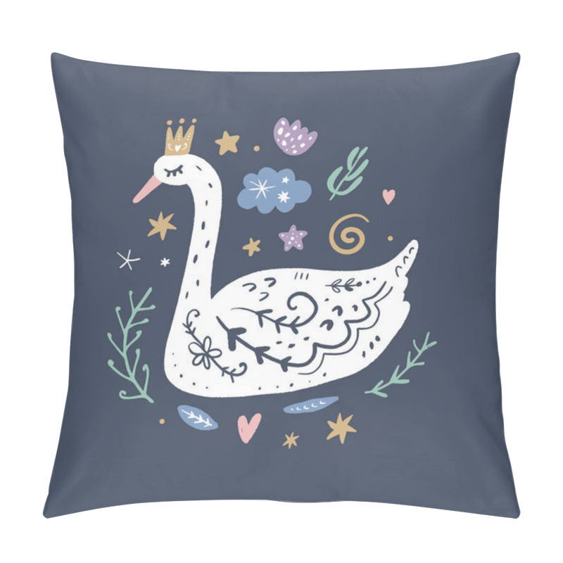 Personality  Princess Swan Nursery Wall Art, Animal Prints, Baby Room Pictures, Commercial And Personal Use Clip Art, Vector Graphics Pillow Covers