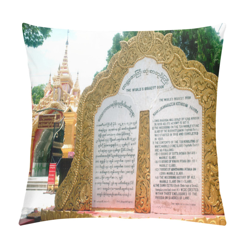 Personality  The Label Of White Pagodas In Maha Lokamarazein Kuthodaw Pagoda ,Myanmar. Pillow Covers