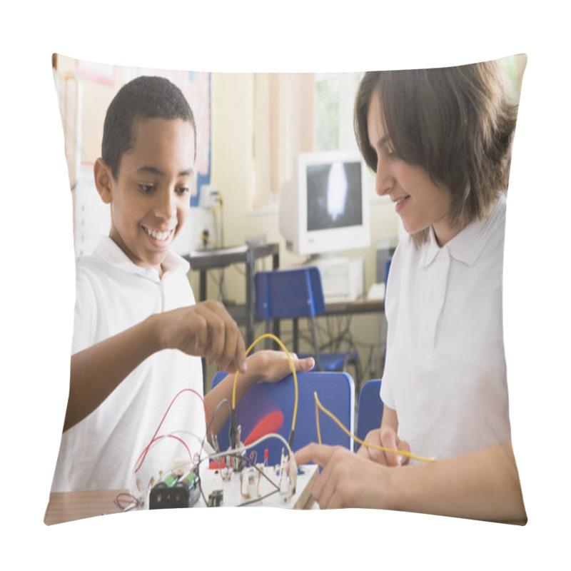 Personality  Schoolchildren In A Science Class Pillow Covers