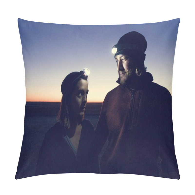 Personality  Couple Hiking Together In The Wilderness Pillow Covers