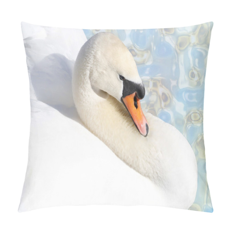 Personality  Beautiful Swan - Blue Abstract Background Pillow Covers