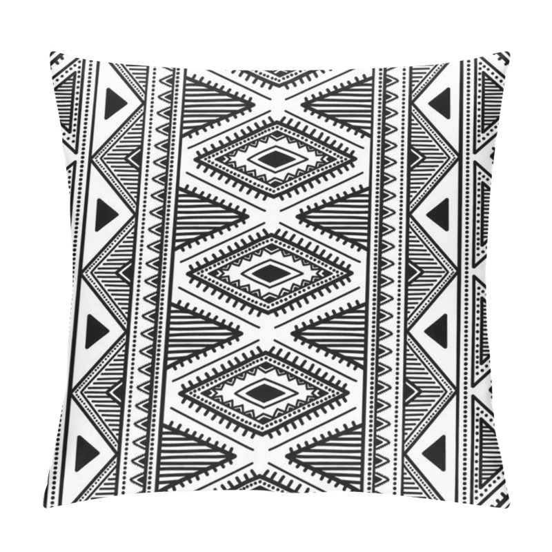 Personality  Seamless Ethnic Pattern. Black And White Vector Illustration. Pillow Covers