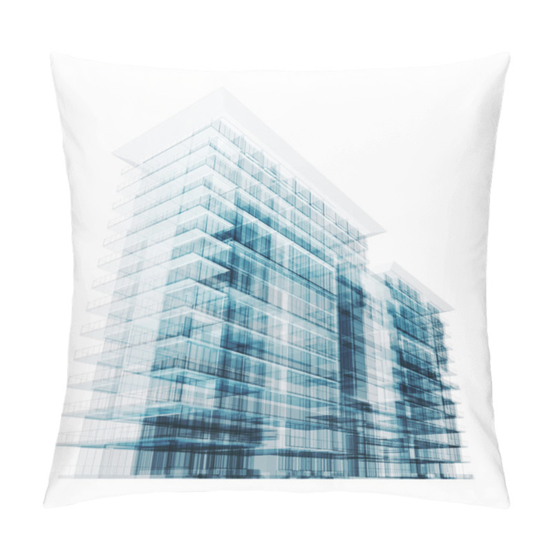 Personality  Modern Building. Isolated On White Pillow Covers