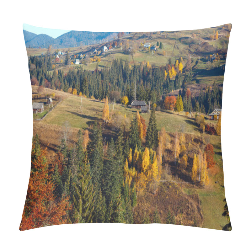 Personality  Autumn Carpathian Village, Ukraine. Pillow Covers