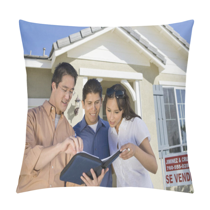 Personality  Real Estate Agent With Couple Buying New House Pillow Covers