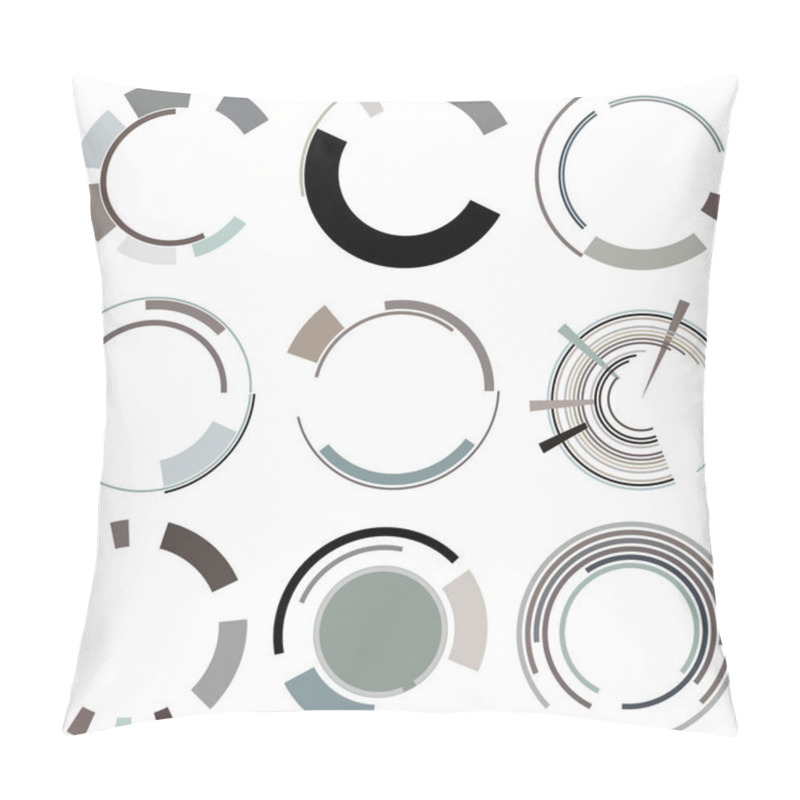 Personality  Cyber-cyberpunk, Sci-fi Geometric Circles, Rings. Hi-tech HUD Elements. Concentric, Radial Revolving Circles For Techno, Technology Themes. Circular, Round Design  Elements Pillow Covers