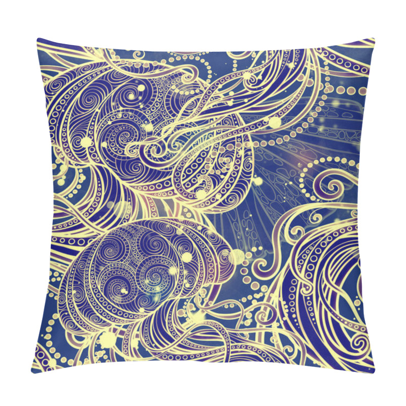 Personality  Ornamental seashells and jellyfish seamless pattern. Digital lines hand drawn picture with watercolour texture. Mixed media artwork. Endless motif for textile decor and natural design. pillow covers