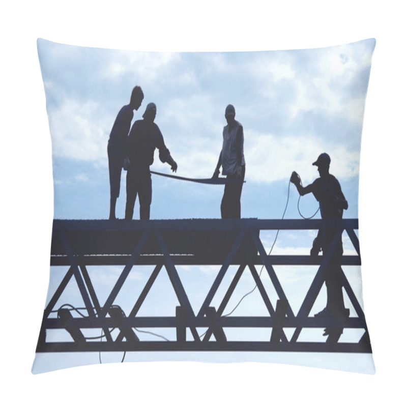 Personality  Silhouette Workers On Construction Site Pillow Covers