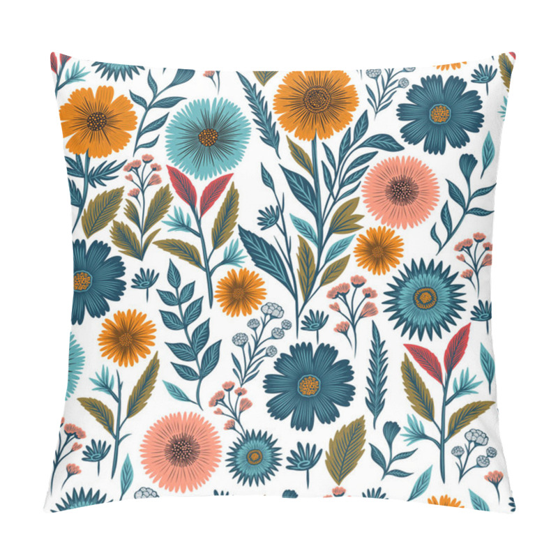 Personality  Colorful Flowers Seamless Pattern With. Floral Print For Fabric And Other Textile Products Pillow Covers