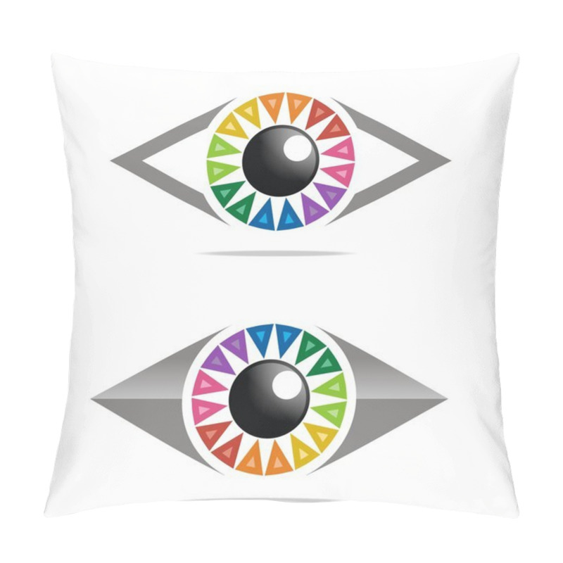 Personality  Abstract Logo Rainbow Eye Circle Eyeball Symbol Vector Pillow Covers